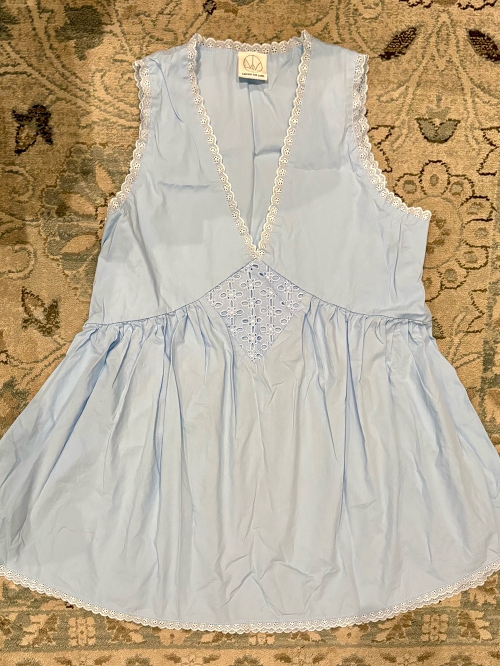 Light Blue Lace-Trim Sleeveless Women’s Dress